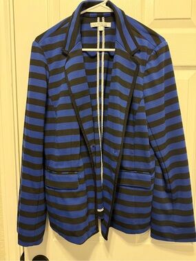 Ellen Tracy Black and Blue Striped Blazer